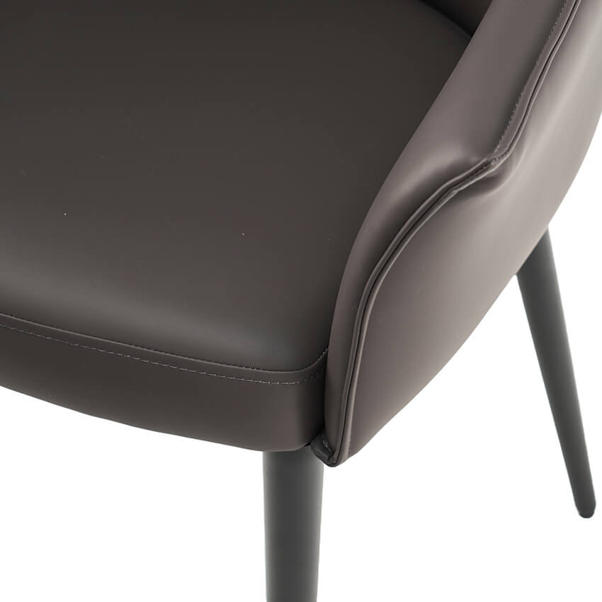 Emporio | Modern Metal PU Leather Dining Chairs With Arms | Set Of 2 | Grey