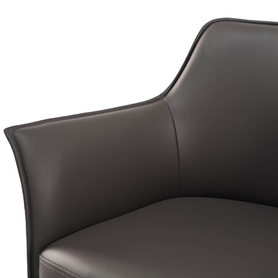 Emporio | Modern Metal PU Leather Dining Chairs With Arms | Set Of 2 | Grey