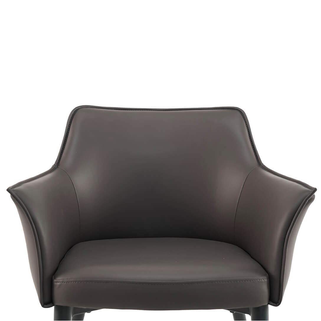 Emporio | Modern Metal PU Leather Dining Chairs With Arms | Set Of 2 | Grey