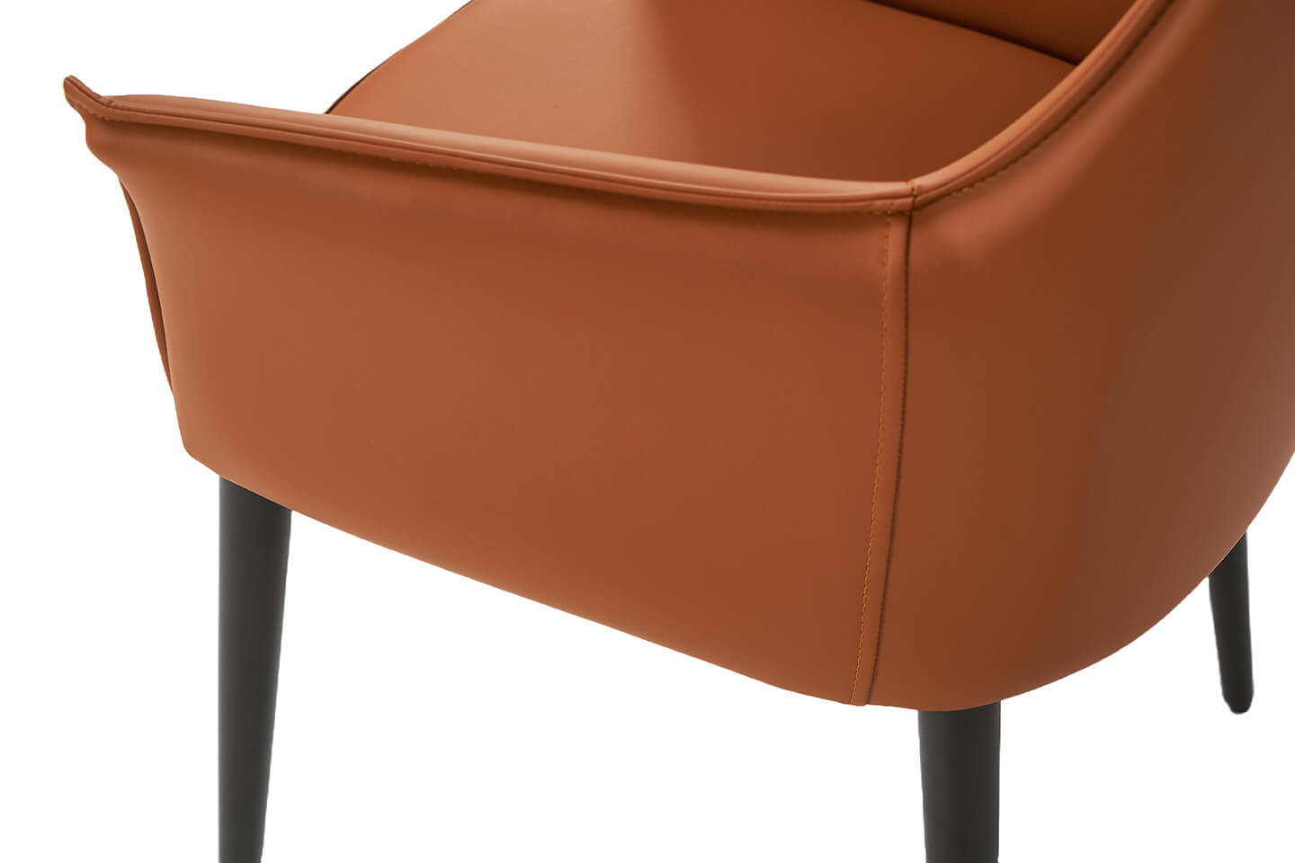 Emporio | Modern Metal PU Leather Dining Chairs With Arms | Set Of 2 | Terracotta