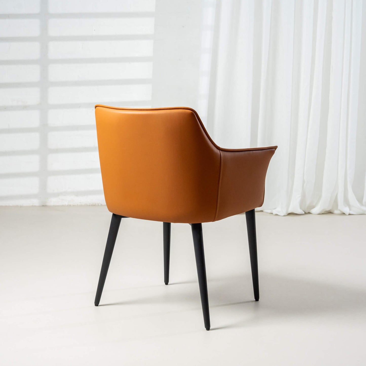 Emporio | Modern Metal PU Leather Dining Chairs With Arms | Set Of 2 | Terracotta
