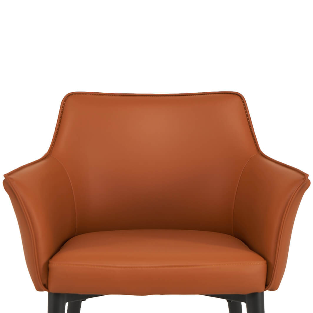 Emporio | Modern Metal PU Leather Dining Chairs With Arms | Set Of 2 | Terracotta