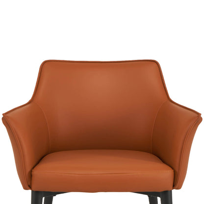 Emporio | Modern Metal PU Leather Dining Chairs With Arms | Set Of 2 | Terracotta