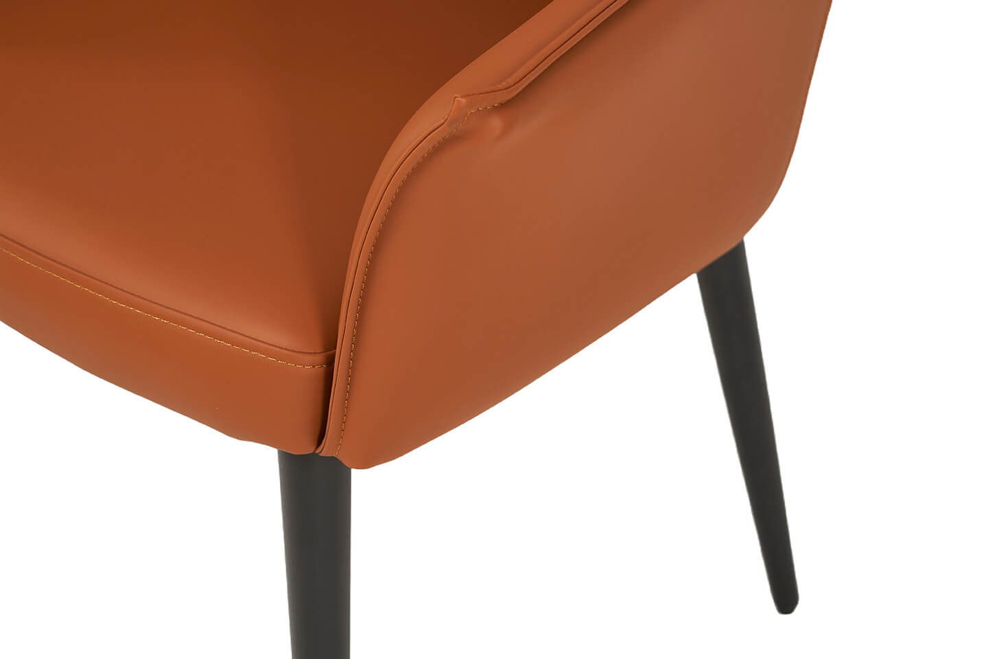 Emporio | Modern Metal PU Leather Dining Chairs With Arms | Set Of 2 | Terracotta