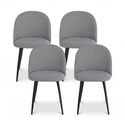 Erickson | Modern Houndstooth Linen Fabric Dining Chairs | Set of 4 | Houndstooth