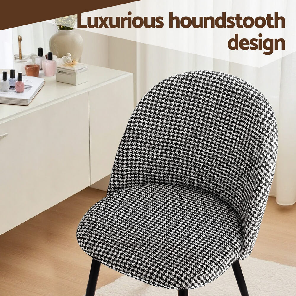 Erickson | Modern Houndstooth Linen Fabric Dining Chairs | Set of 4 | Houndstooth