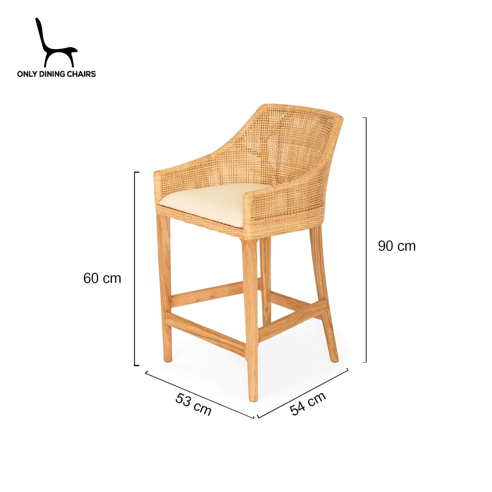 Natural Wooden Rattan Bar Stool