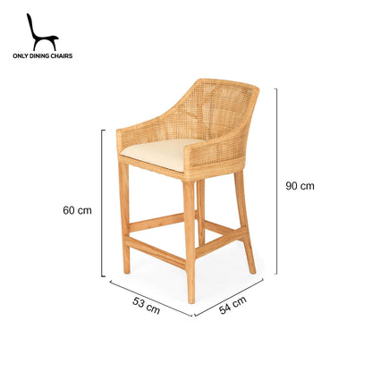 Natural Wooden Rattan Bar Stool