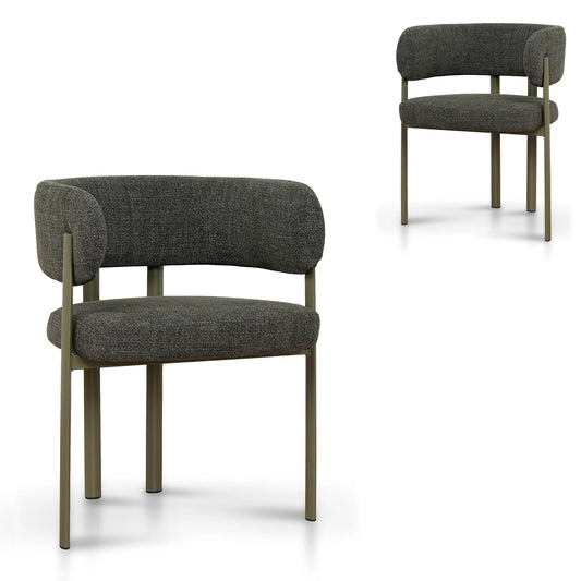 Everton | Modern Kaitoke Green Moss Brown Fabric Dining Chairs With Arms | Set Of 2 | Green