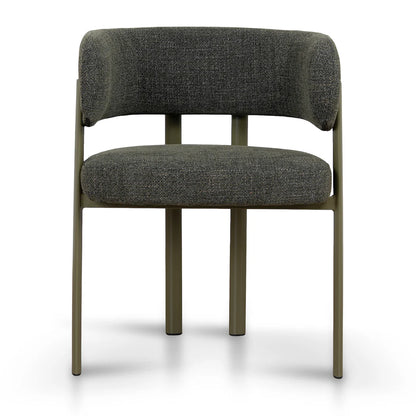 Everton | Modern Kaitoke Green Moss Brown Fabric Dining Chairs With Arms | Set Of 2 | Green