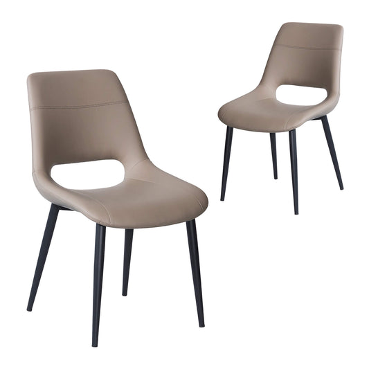Everton Modern Metal Taupe PU Leather Dining Chairs | Taupe