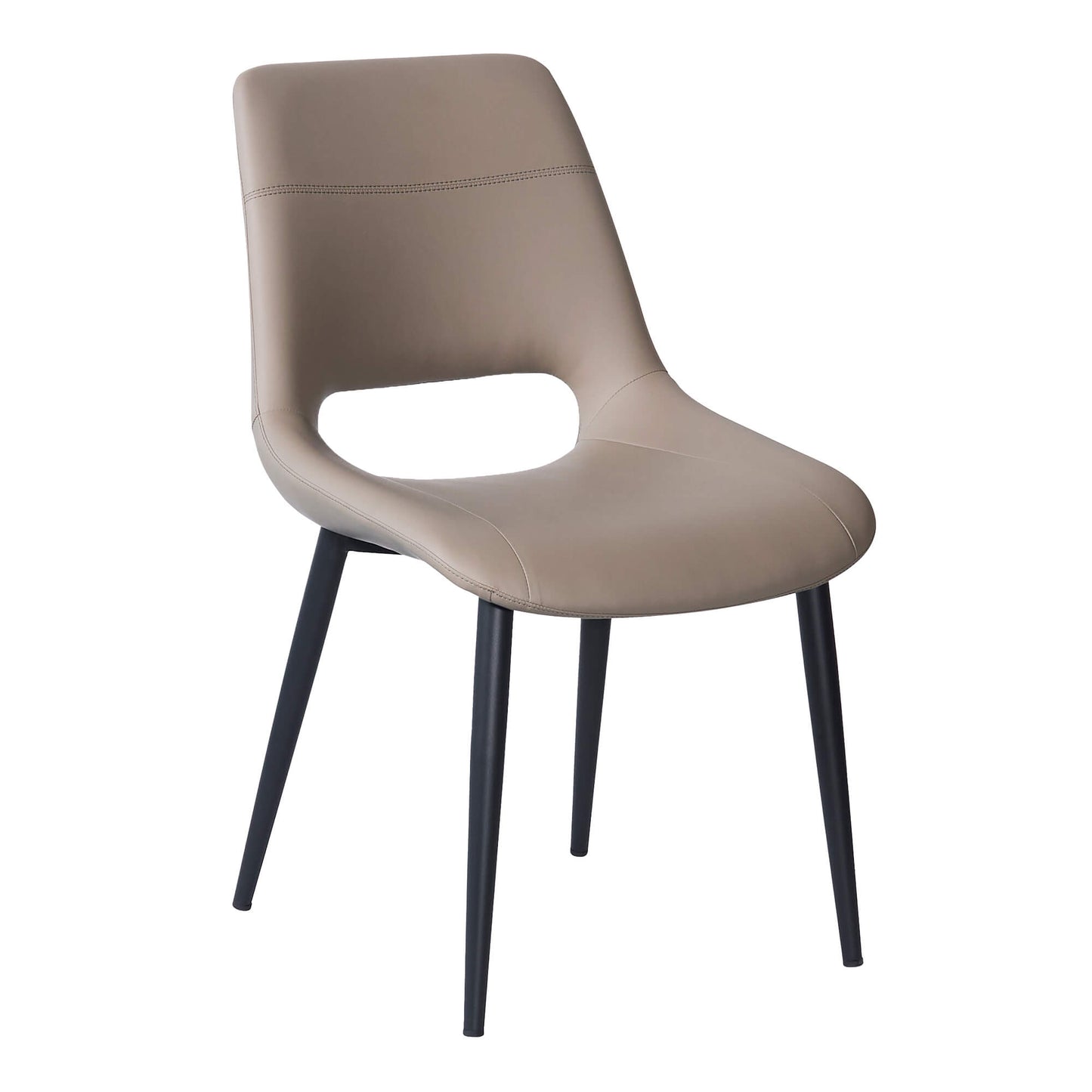 Everton Modern Metal Taupe PU Leather Dining Chairs | Taupe