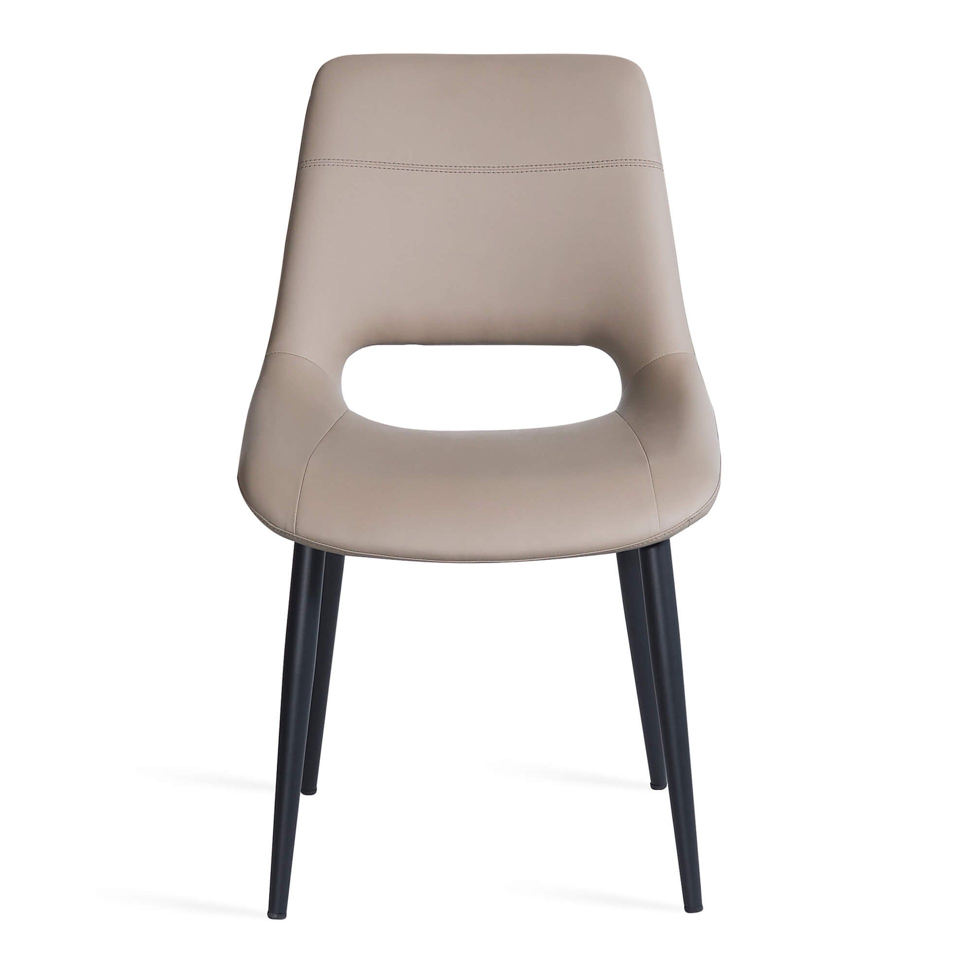 Everton Modern Metal Taupe PU Leather Dining Chairs | Taupe