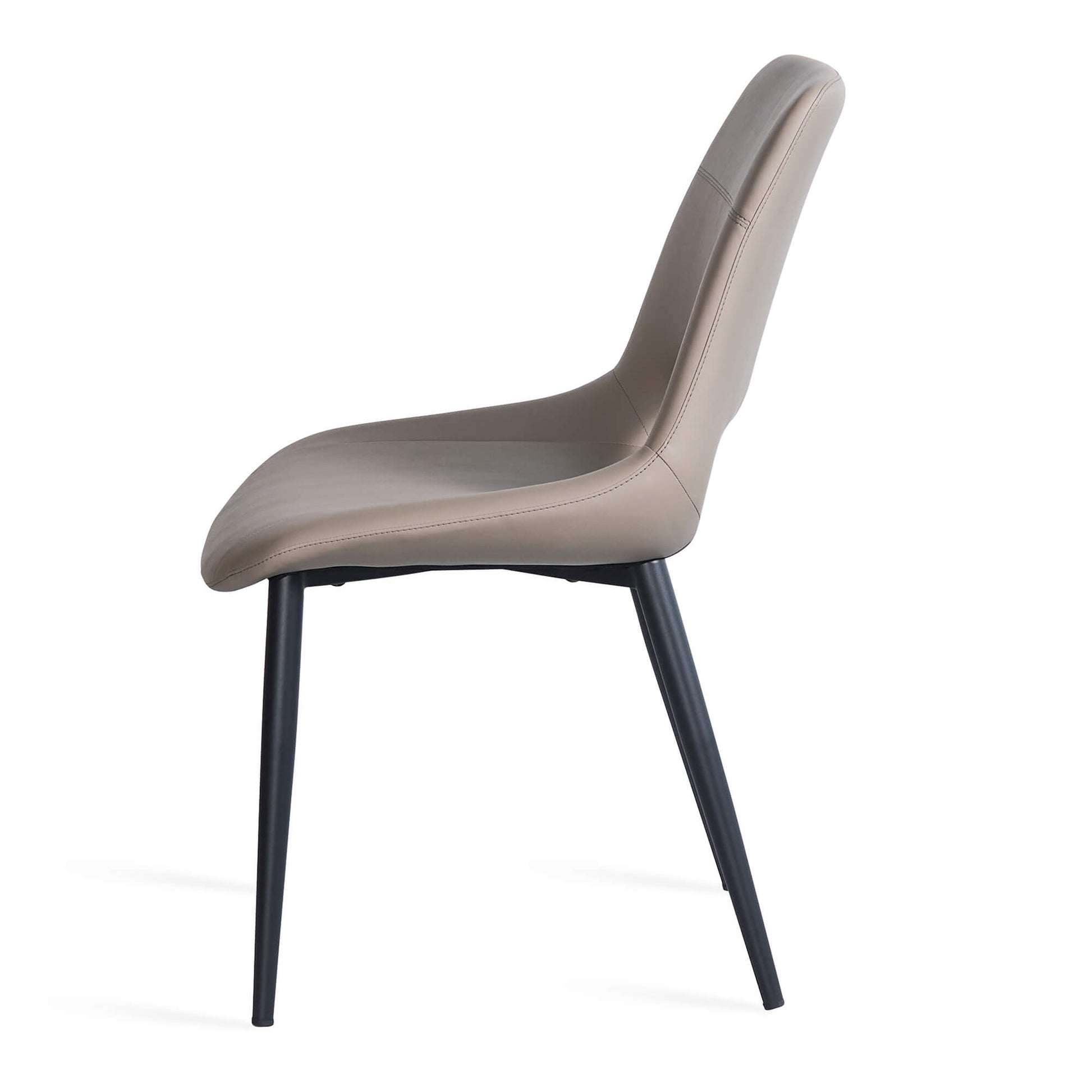 Everton Modern Metal Taupe PU Leather Dining Chairs | Taupe