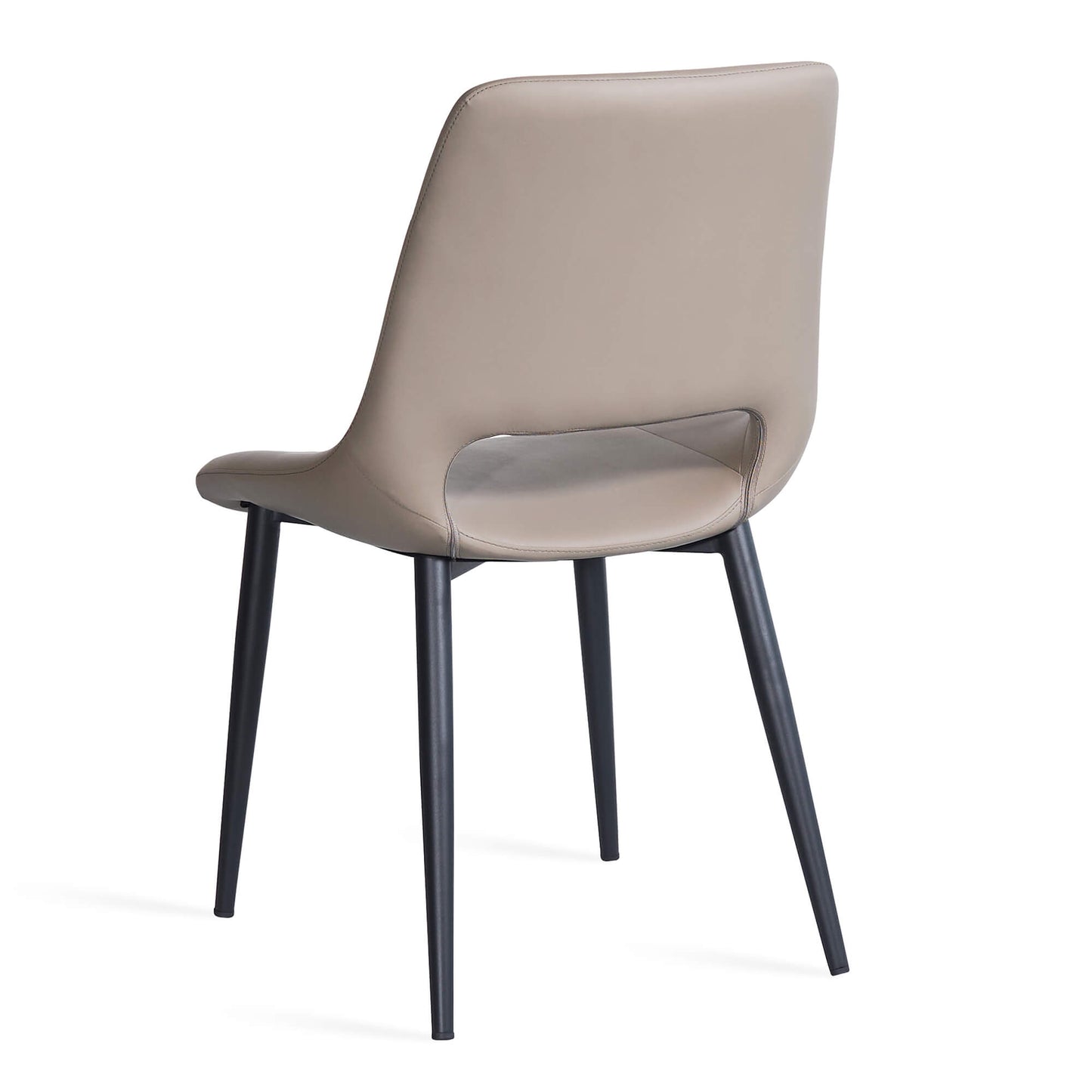 Everton Modern Metal Taupe PU Leather Dining Chairs | Taupe
