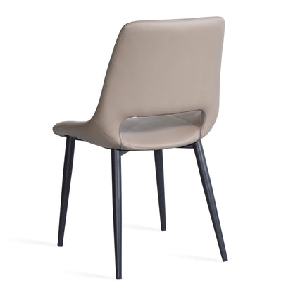 Everton Modern Metal Taupe PU Leather Dining Chairs | Taupe