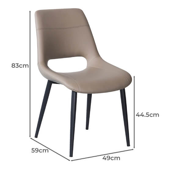 Everton Modern Metal Taupe PU Leather Dining Chairs | Taupe