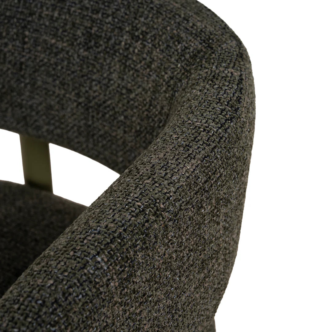 Everton | Modern Kaitoke Green Moss Brown Fabric Bar Stools With Arms | Set Of 2 | Green