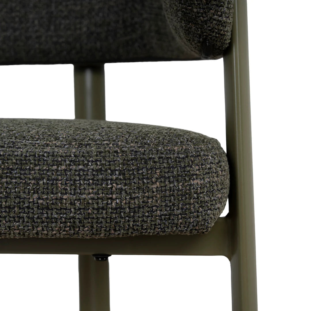 Everton | Modern Kaitoke Green Moss Brown Fabric Bar Stools With Arms | Set Of 2 | Green