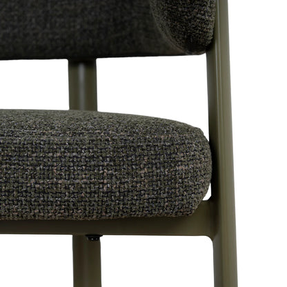 Everton | Modern Kaitoke Green Moss Brown Fabric Bar Stools With Arms | Set Of 2 | Green