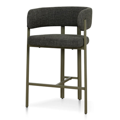 Everton | Modern Kaitoke Green Moss Brown Fabric Bar Stools With Arms | Set Of 2 | Green
