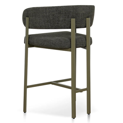Everton | Modern Kaitoke Green Moss Brown Fabric Bar Stools With Arms | Set Of 2 | Green