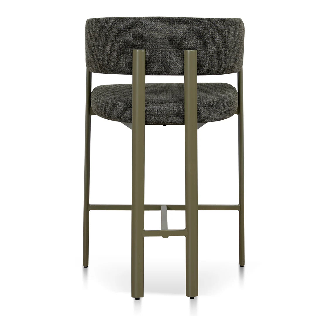 Everton | Modern Kaitoke Green Moss Brown Fabric Bar Stools With Arms | Set Of 2 | Green
