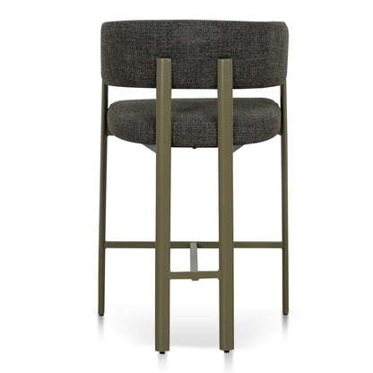 Everton | Modern Kaitoke Green Moss Brown Fabric Bar Stools With Arms | Set Of 2 | Green