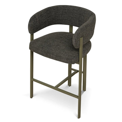 Everton | Modern Kaitoke Green Moss Brown Fabric Bar Stools With Arms | Set Of 2 | Green