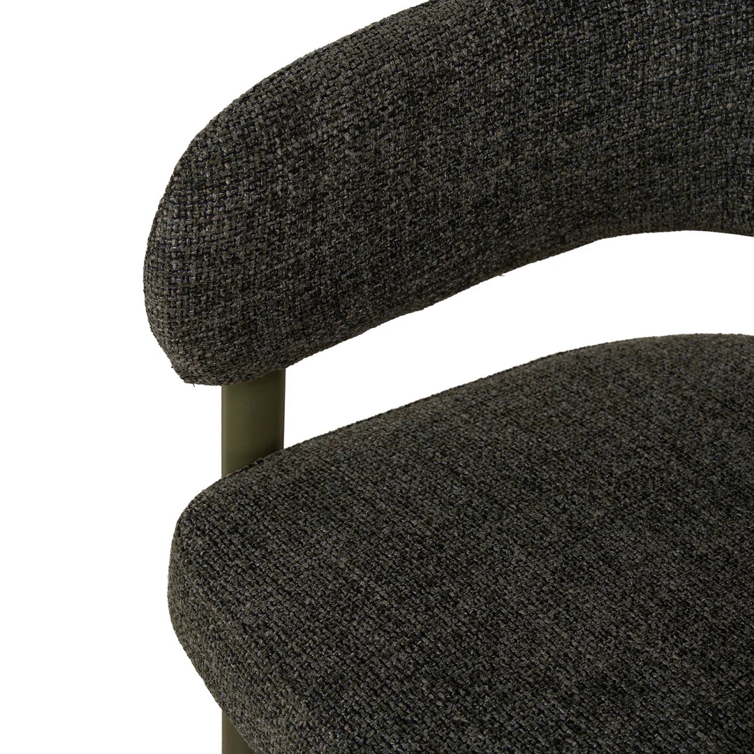 Everton | Modern Kaitoke Green Moss Brown Fabric Bar Stools With Arms | Set Of 2 | Green