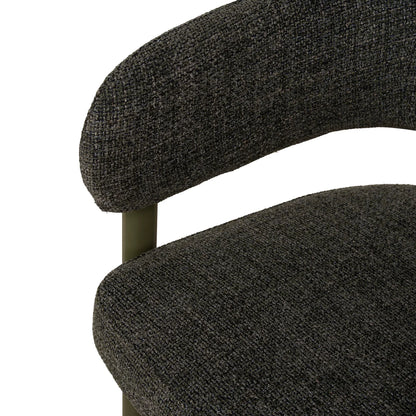Everton | Modern Kaitoke Green Moss Brown Fabric Bar Stools With Arms | Set Of 2 | Green