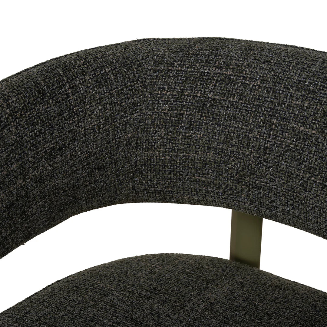 Everton | Modern Kaitoke Green Moss Brown Fabric Bar Stools With Arms | Set Of 2 | Green