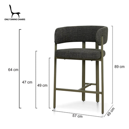 Everton | Modern Kaitoke Green Moss Brown Fabric Bar Stools With Arms | Set Of 2 | Green