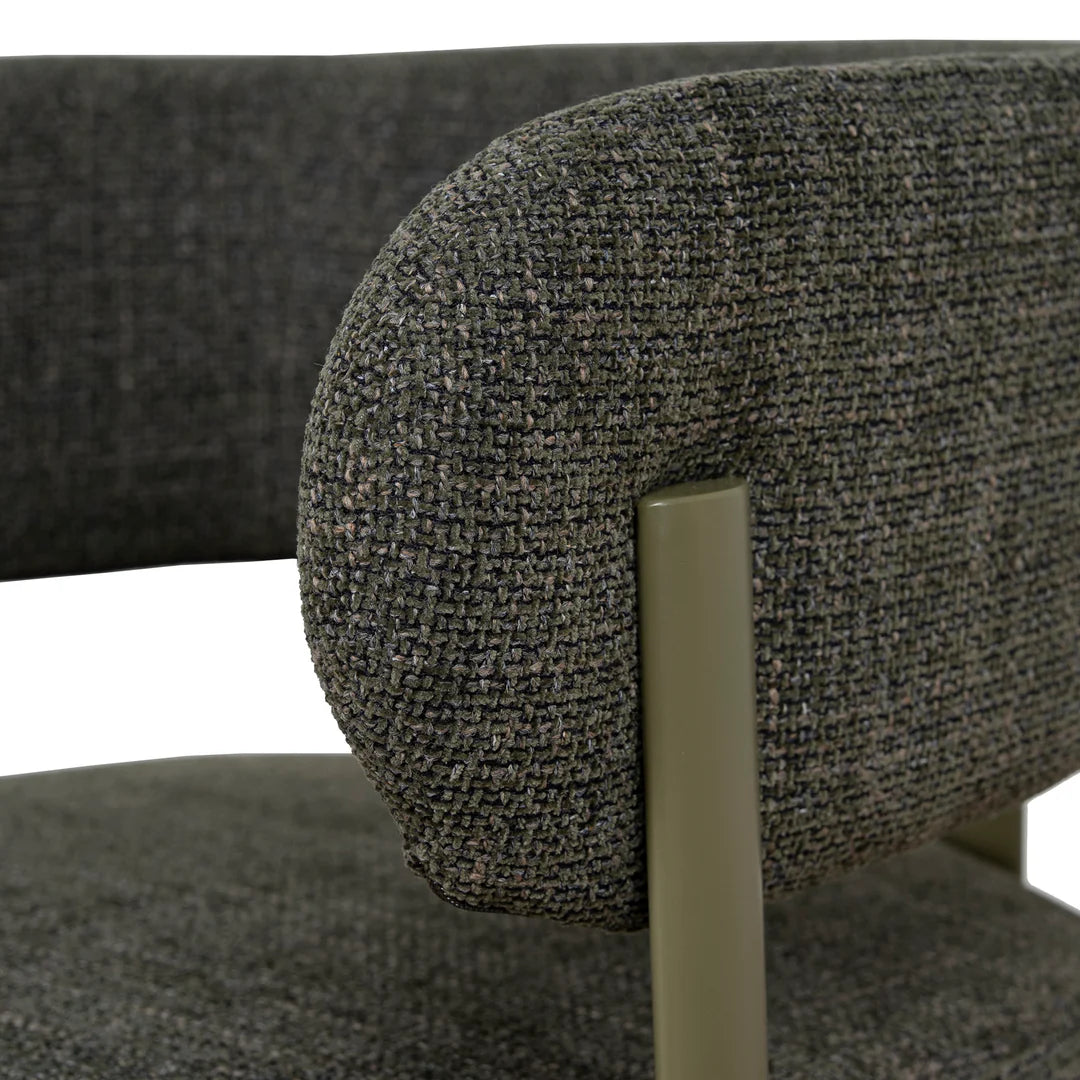 Everton | Modern Kaitoke Green Moss Brown Fabric Dining Chairs With Arms | Set Of 2 | Green