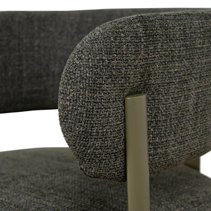Everton | Modern Kaitoke Green Moss Brown Fabric Dining Chairs With Arms | Set Of 2 | Green
