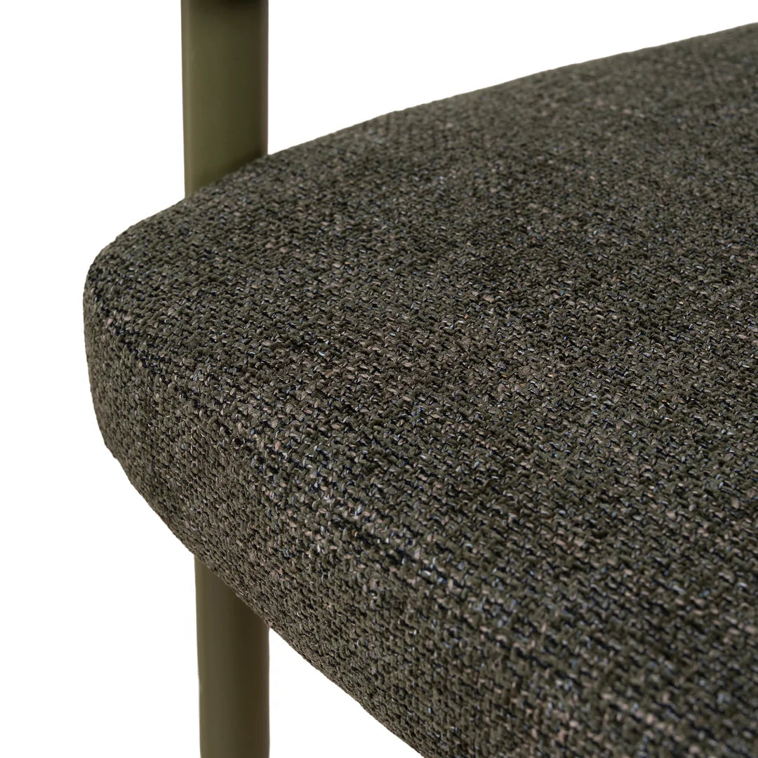 Everton | Modern Kaitoke Green Moss Brown Fabric Dining Chairs With Arms | Set Of 2 | Green