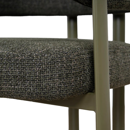 Everton | Modern Kaitoke Green Moss Brown Fabric Dining Chairs With Arms | Set Of 2 | Green