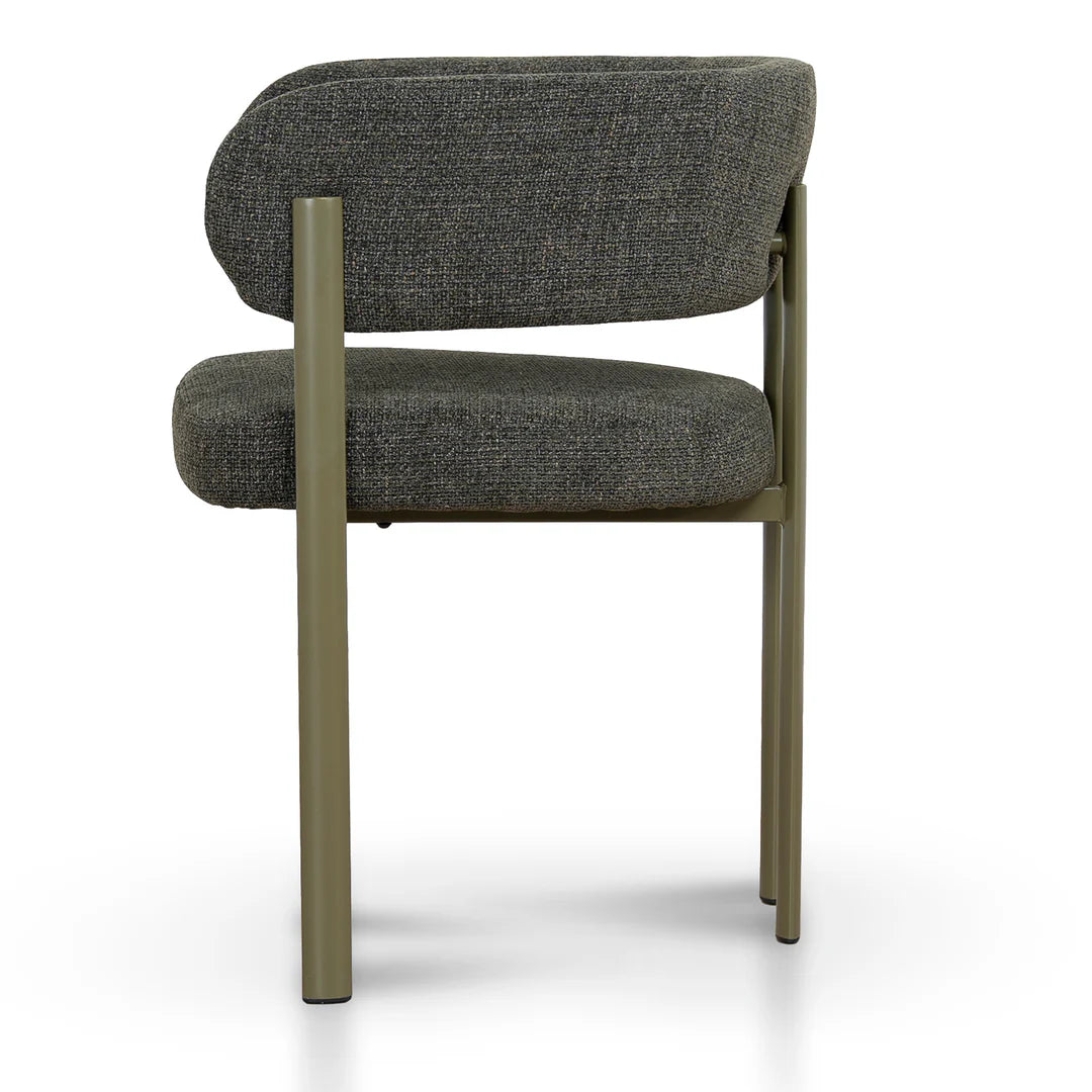 Everton | Modern Kaitoke Green Moss Brown Fabric Dining Chairs With Arms | Set Of 2 | Green