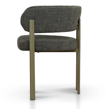 Everton | Modern Kaitoke Green Moss Brown Fabric Dining Chairs With Arms | Set Of 2 | Green