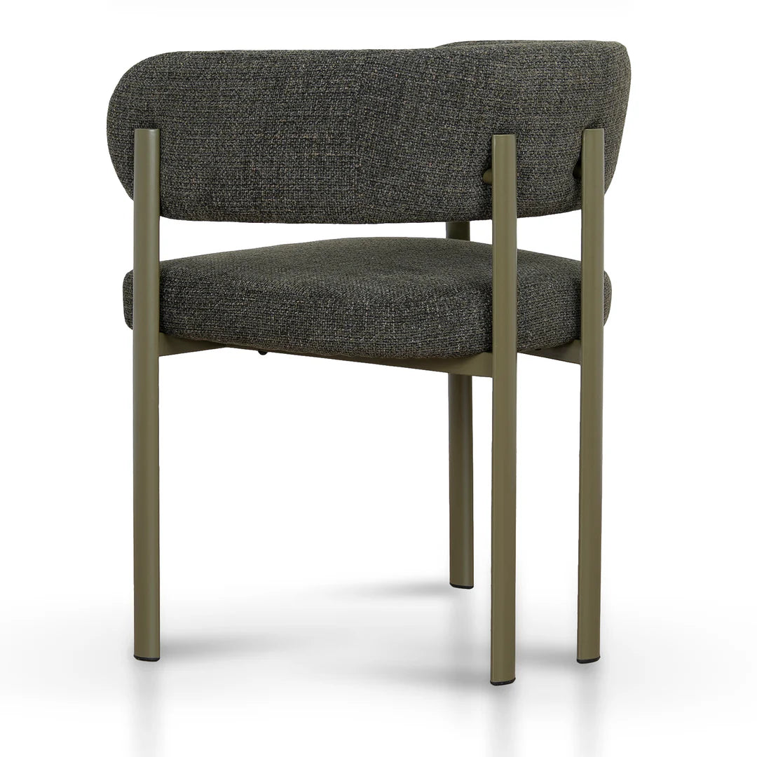 Everton | Modern Kaitoke Green Moss Brown Fabric Dining Chairs With Arms | Set Of 2 | Green