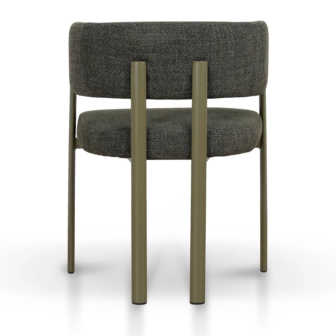 Everton | Modern Kaitoke Green Moss Brown Fabric Dining Chairs With Arms | Set Of 2 | Green