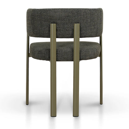 Everton | Modern Kaitoke Green Moss Brown Fabric Dining Chairs With Arms | Set Of 2 | Green
