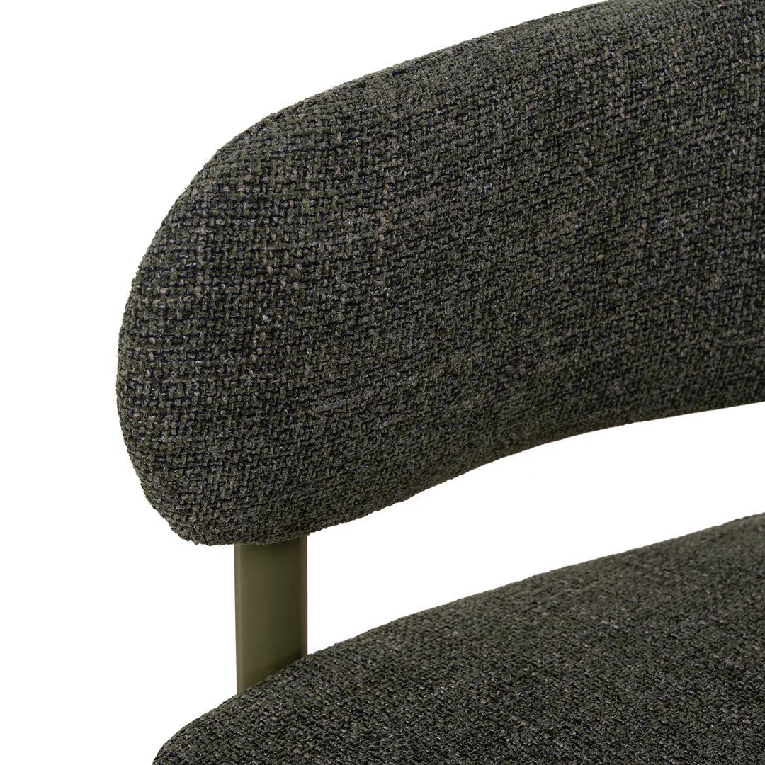 Everton | Modern Kaitoke Green Moss Brown Fabric Dining Chairs With Arms | Set Of 2 | Green
