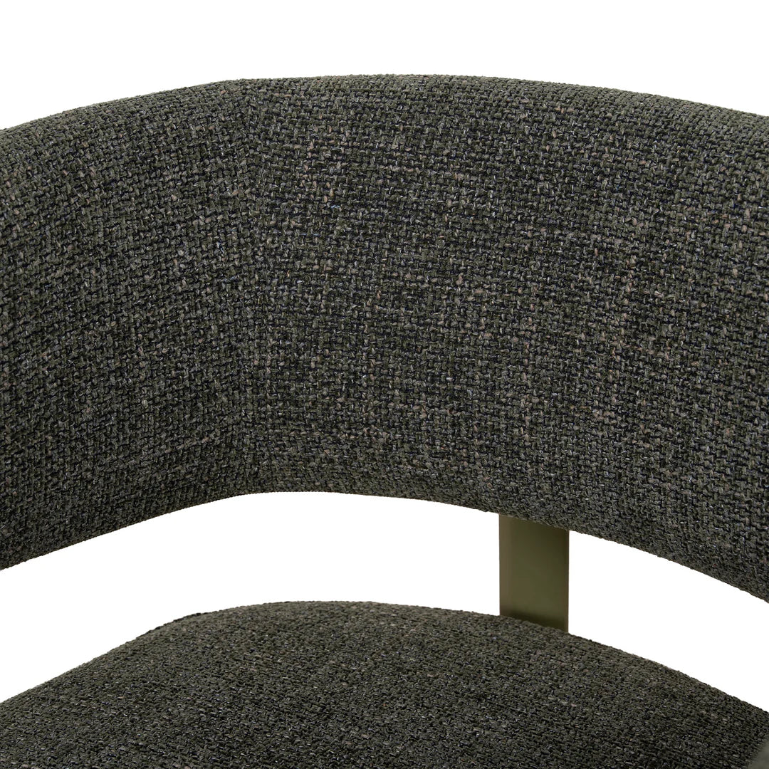 Everton | Modern Kaitoke Green Moss Brown Fabric Dining Chairs With Arms | Set Of 2 | Green