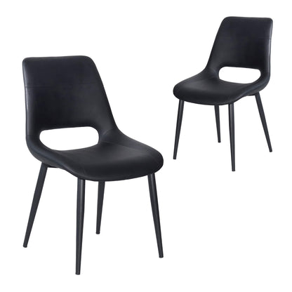 Everton Modern Metal Black PU Leather Dining Chairs | Black