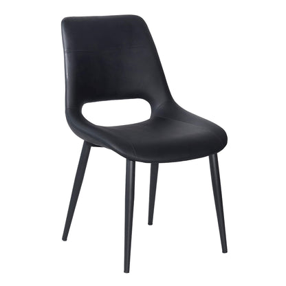Everton Modern Metal Black PU Leather Dining Chairs | Black