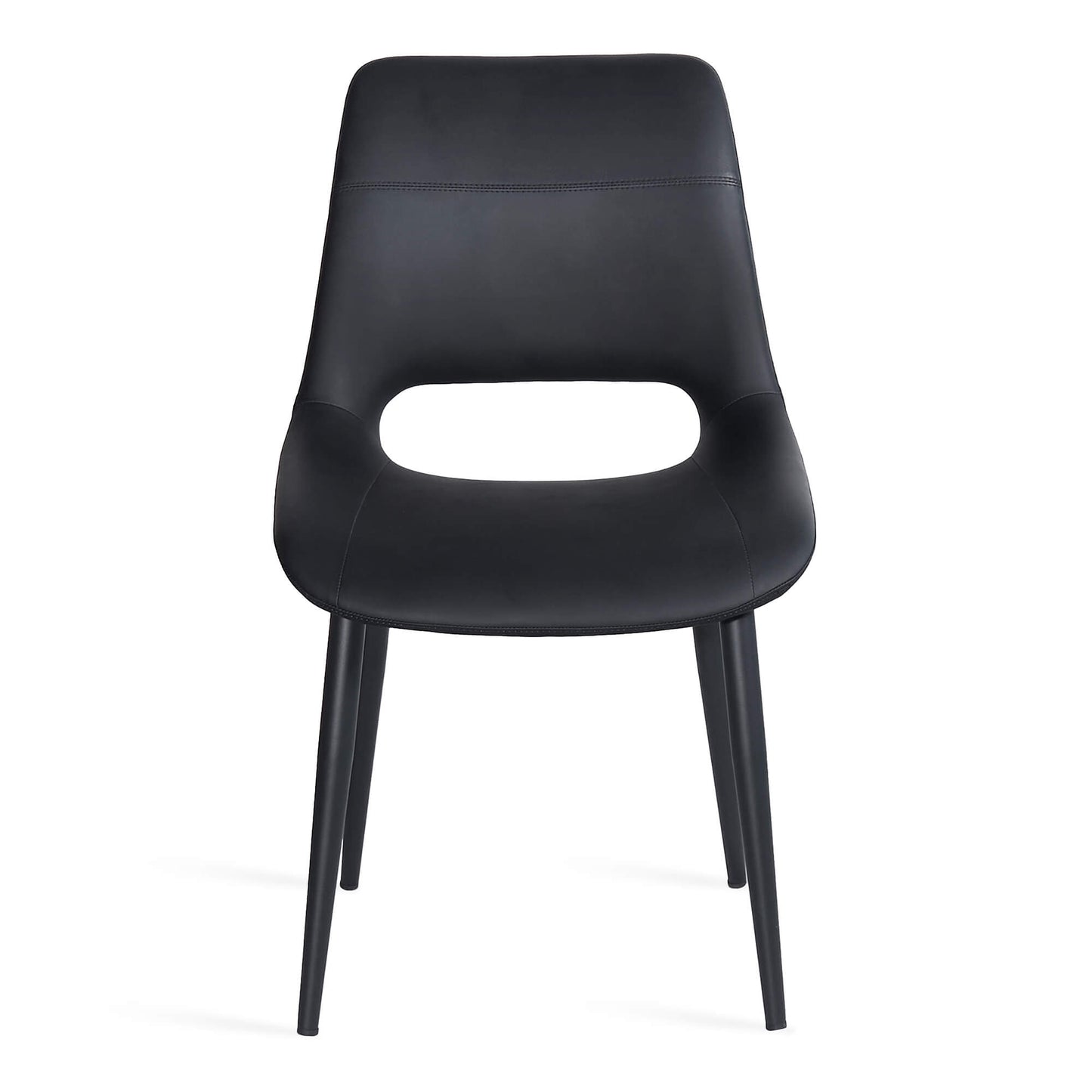 Everton Modern Metal Black PU Leather Dining Chairs | Black