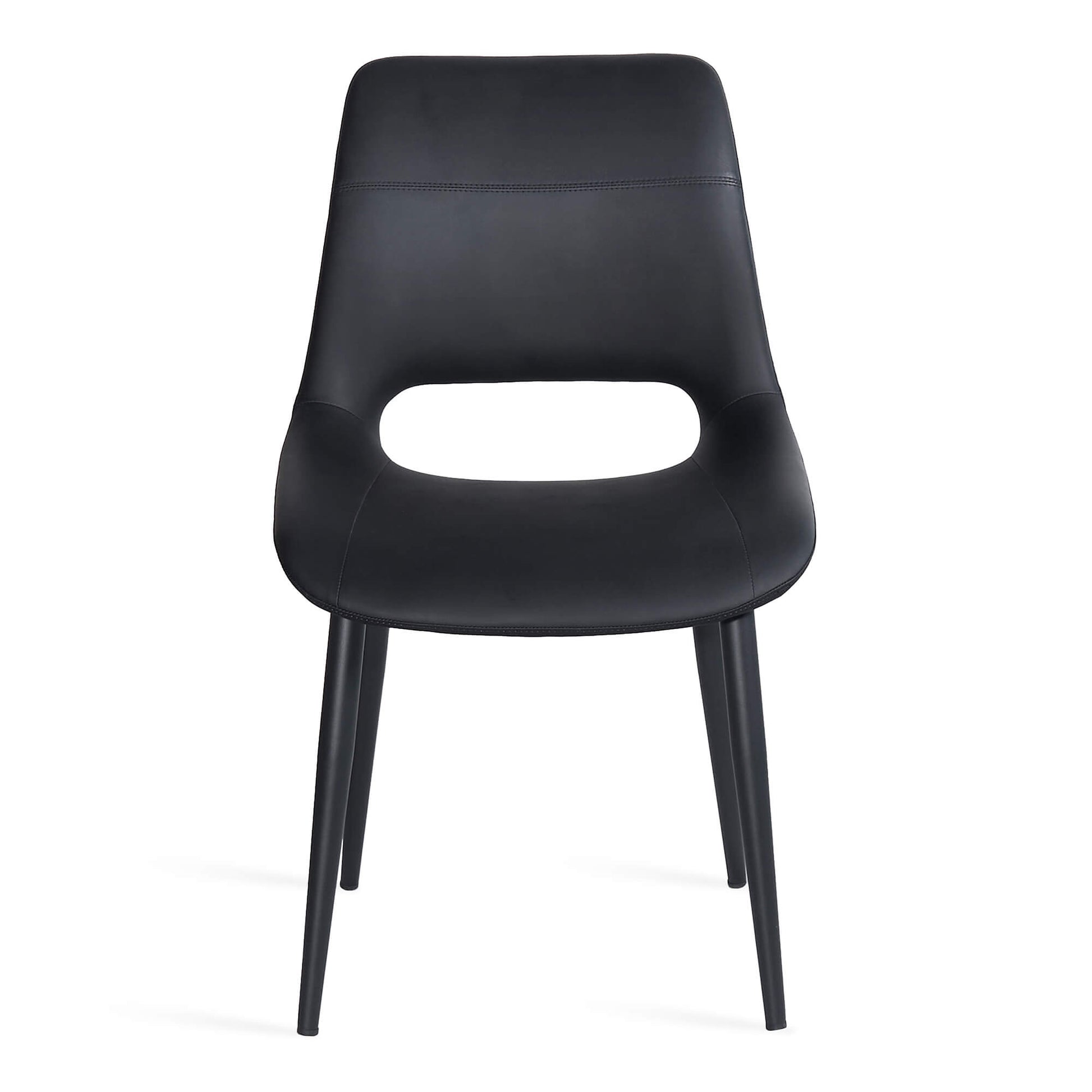 Everton Modern Metal Black PU Leather Dining Chairs | Black