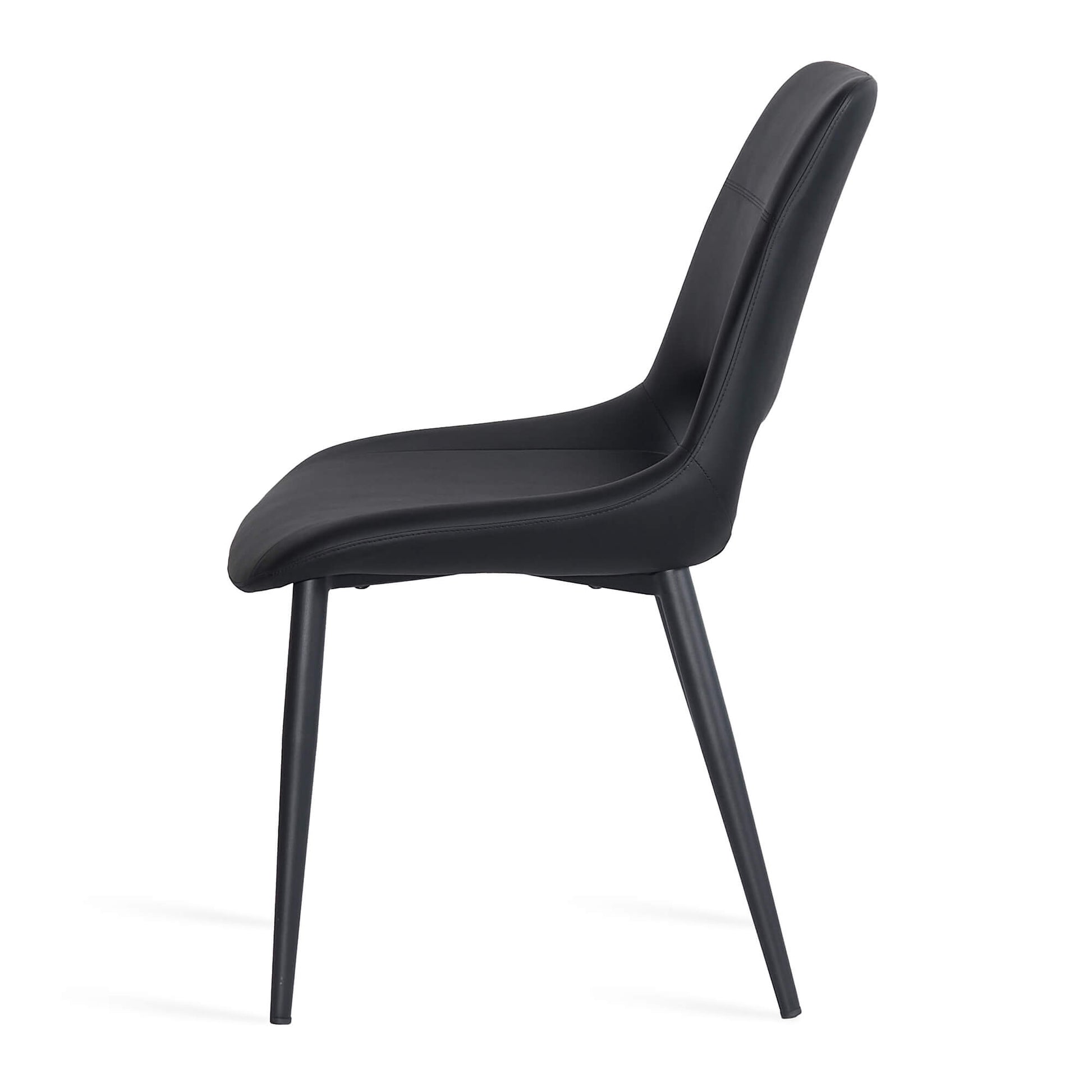 Everton Modern Metal Black PU Leather Dining Chairs | Black