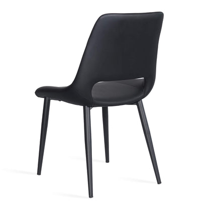 Everton Modern Metal Black PU Leather Dining Chairs | Black